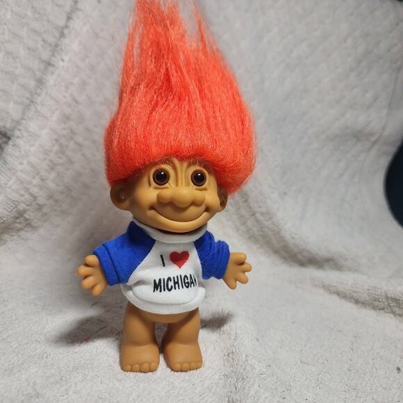 Russ Troll "I LOVE MICHIGAN" 5in, ORANGE Hair - Picture 1 of 4